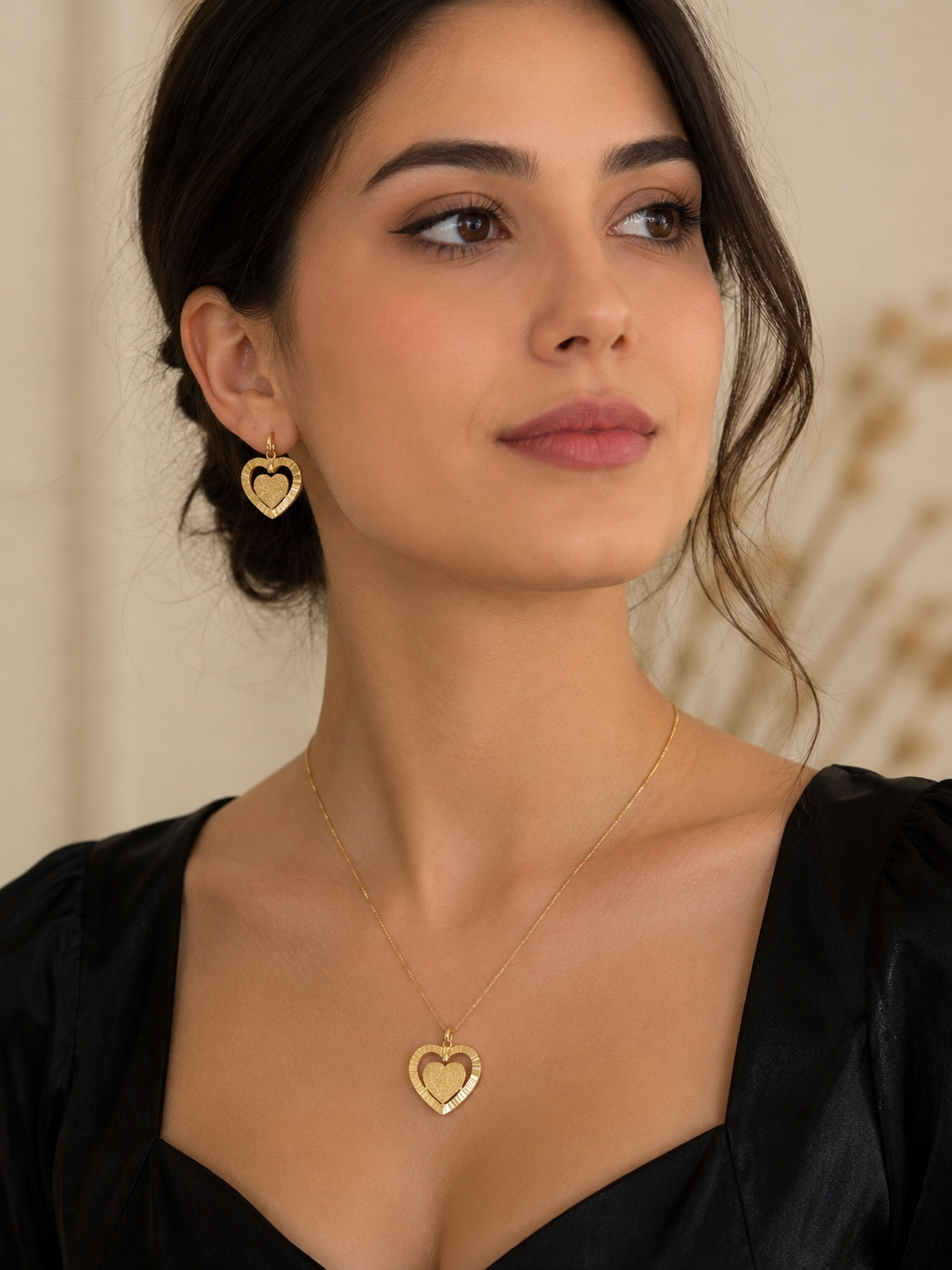 نیم ست طلا زنانه دخترانه مدل قلب